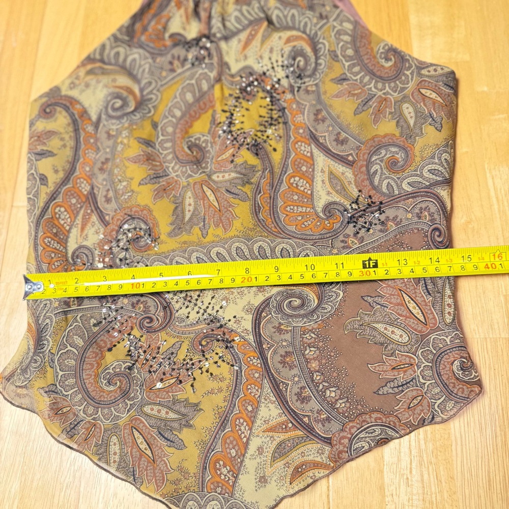 Laundry by Shelli Segal Silk Beaded Paisley Halter Top - Picture 6 of 7